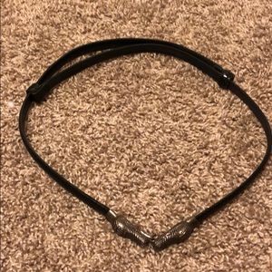 Black leather snake clasp belt